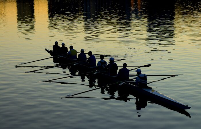 men rowing boat